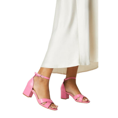 Fuchsia - Side - Dorothy Perkins Womens-Ladies Simona Crossover Strap Medium Block Heel Sandals