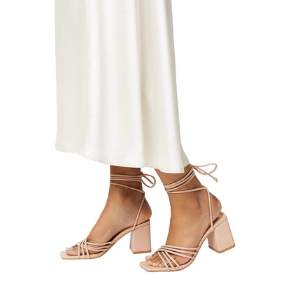 Blush - Side - Faith Womens-Ladies Celeste Spaghetti Strap Block Heel Sandals