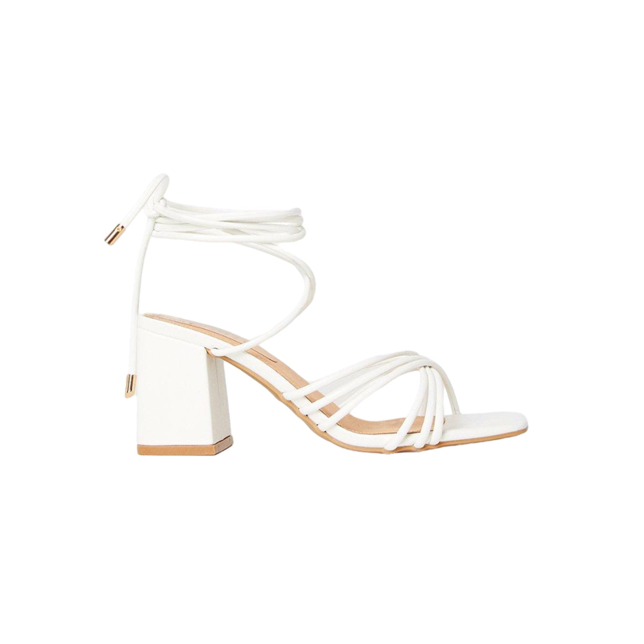White - Back - Faith Womens-Ladies Celeste Spaghetti Strap Block Heel Sandals