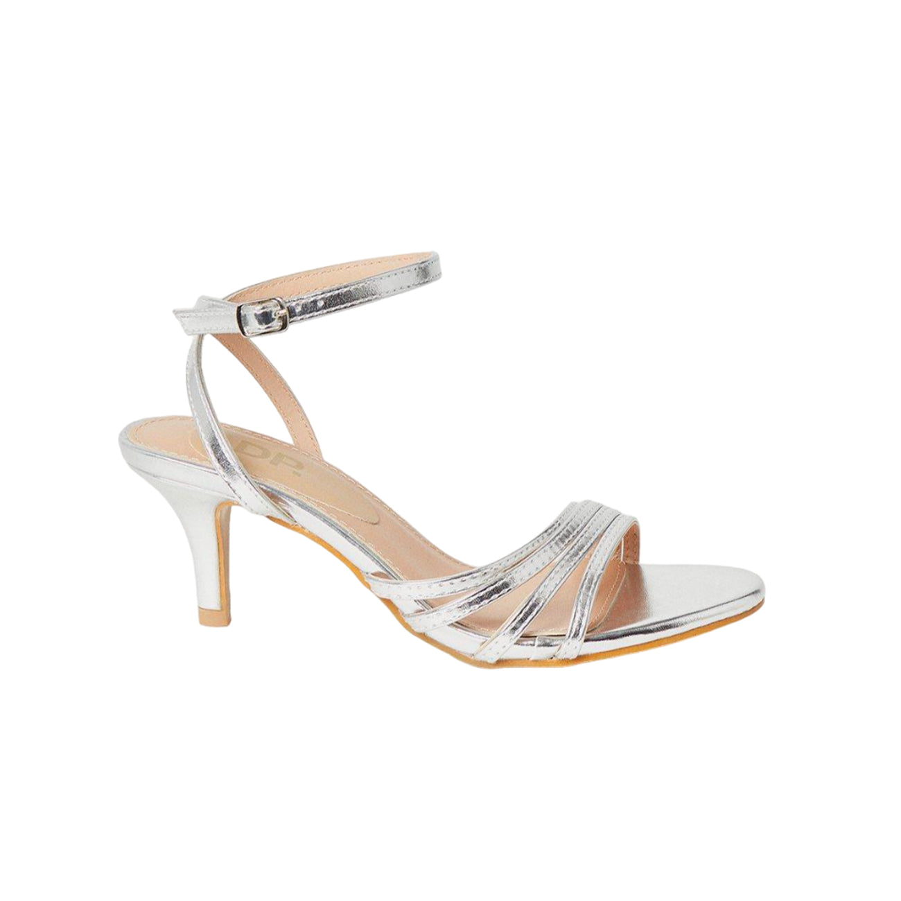 Silver - Back - Good For The Sole Womens-Ladies Sana Strappy Wide Stiletto Heel Sandals