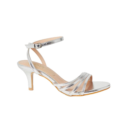 Silver - Back - Good For The Sole Womens-Ladies Sana Strappy Wide Stiletto Heel Sandals