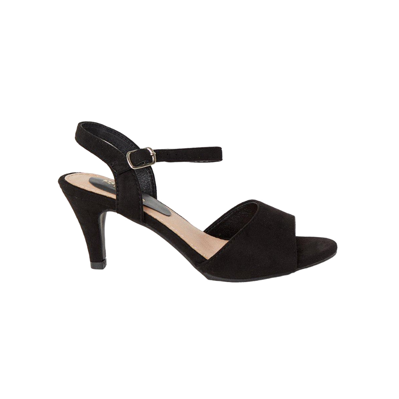 Natural Black - Back - Good For The Sole Womens-Ladies Trish Peep Toe Wide Stiletto Heel Sandals