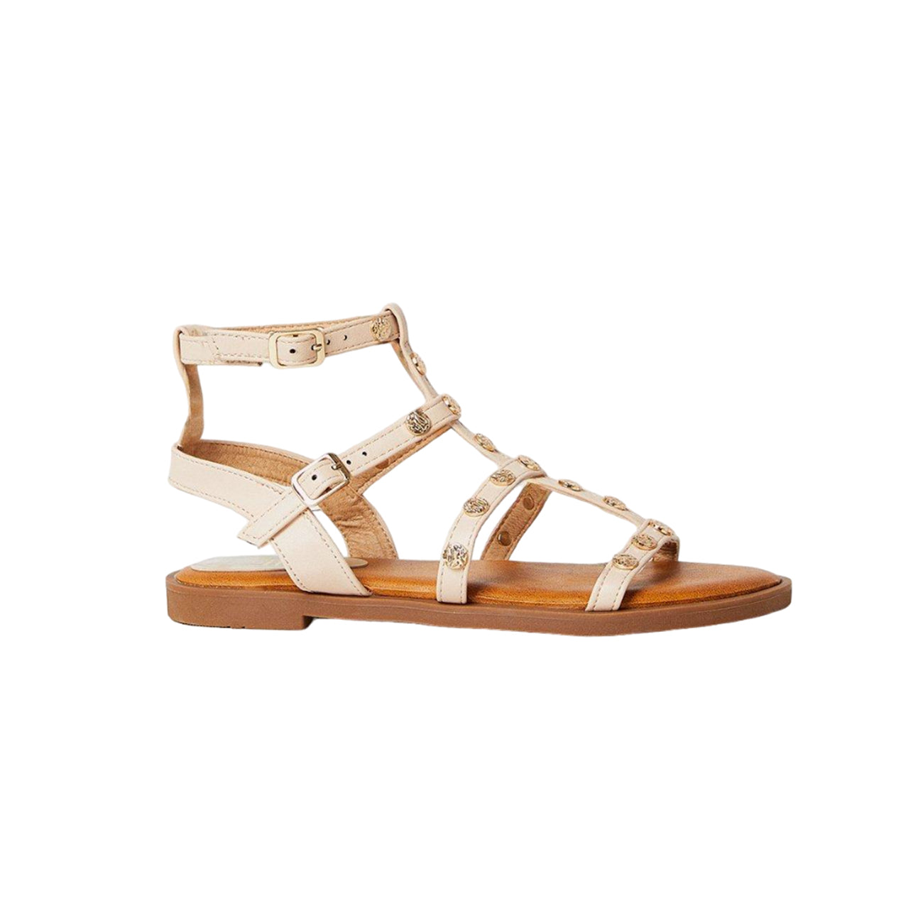 Beige - Back - Faith Womens-Ladies Milan Studded Gladiator Sandals