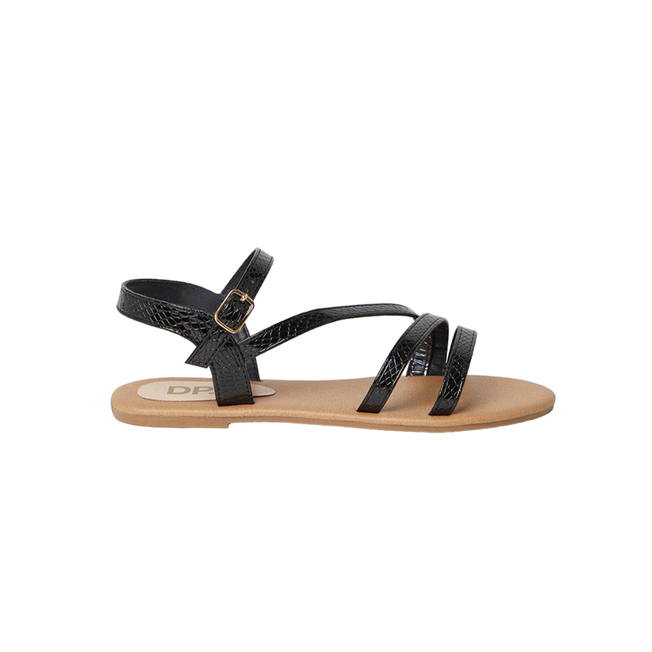 Black - Back - Dorothy Perkins Womens-Ladies Forestor Textured Multi Strap Wide Sandals