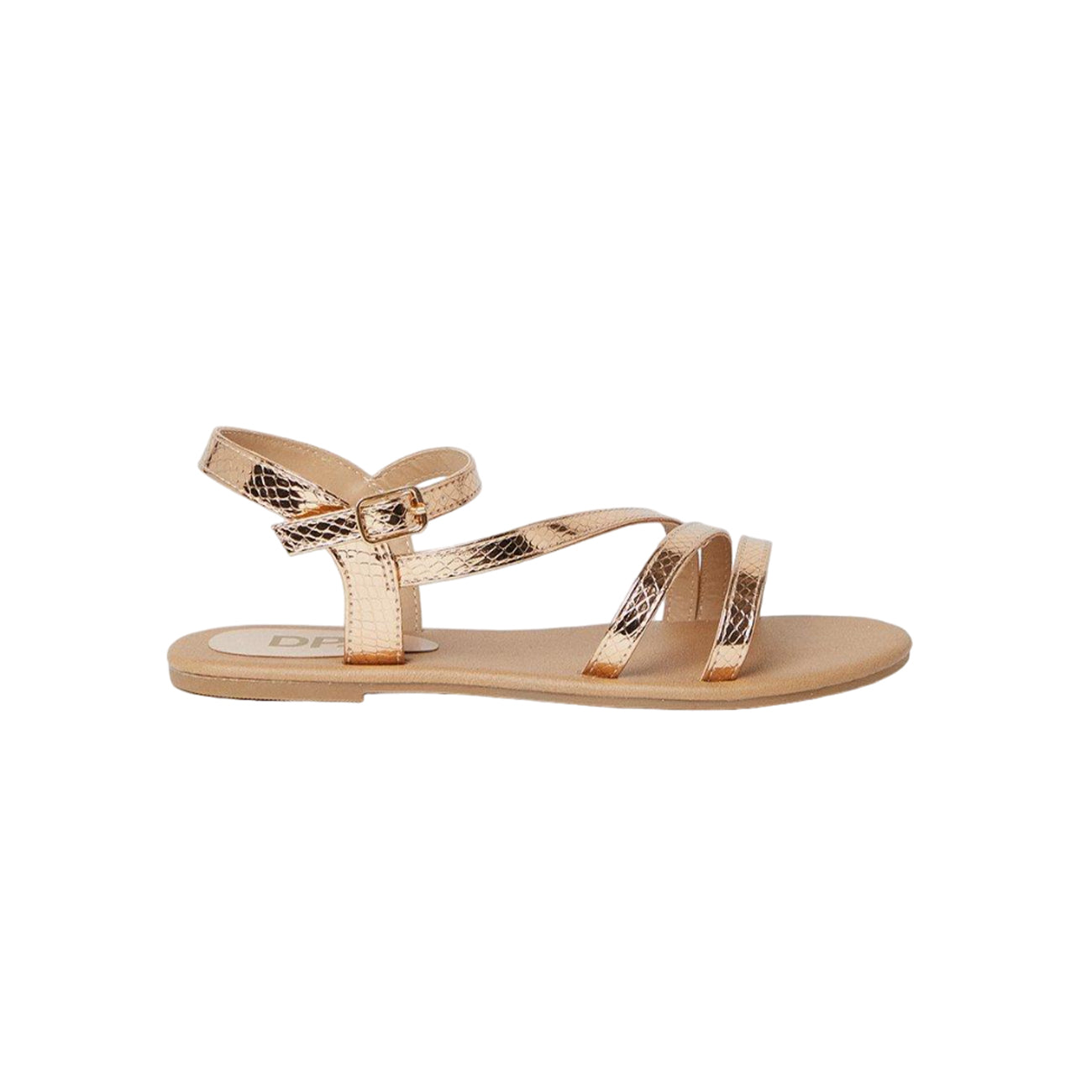 Rose Gold - Back - Dorothy Perkins Womens-Ladies Forestor Textured Multi Strap Wide Sandals