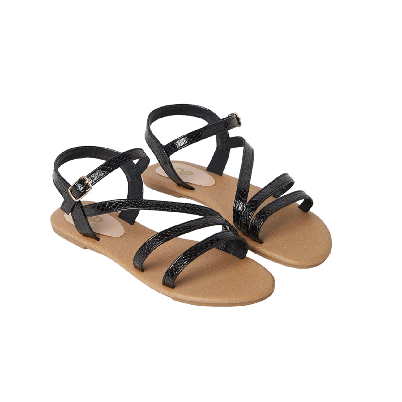 Black - Front - Dorothy Perkins Womens-Ladies Forestor Textured Multi Strap Wide Sandals