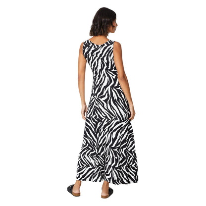 Black-White - Back - Dorothy Perkins Womens-Ladies Zebra Print Ruched Front Maxi Dress