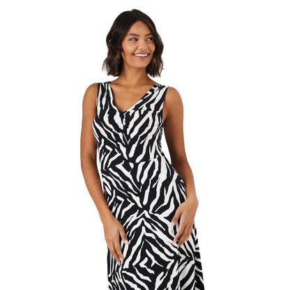 Black-White - Side - Dorothy Perkins Womens-Ladies Zebra Print Ruched Front Maxi Dress