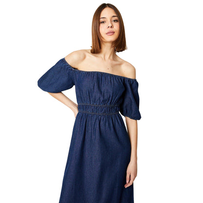 Dark Wash - Lifestyle - Dorothy Perkins Womens-Ladies Denim Bardot Midi Dress