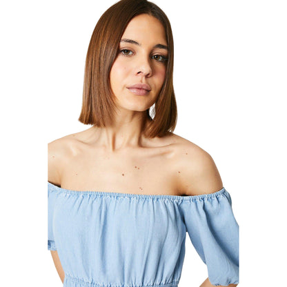 Light Wash - Side - Dorothy Perkins Womens-Ladies Denim Bardot Midi Dress