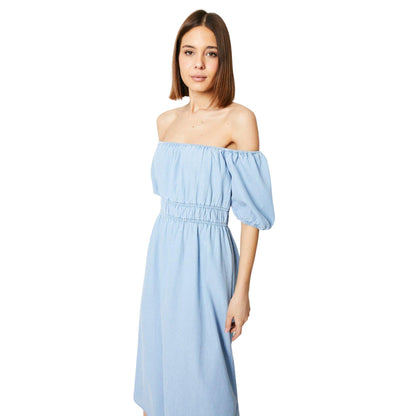 Light Wash - Lifestyle - Dorothy Perkins Womens-Ladies Denim Bardot Midi Dress