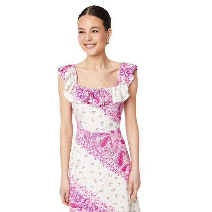 Ivory - Side - Dorothy Perkins Womens-Ladies Patchwork Frill Midi Dress