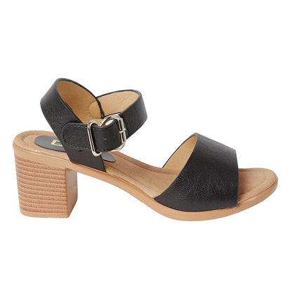 Black - Back - Good For The Sole Womens-Ladies Eloise Lightweight Medium Block Heel Sandals