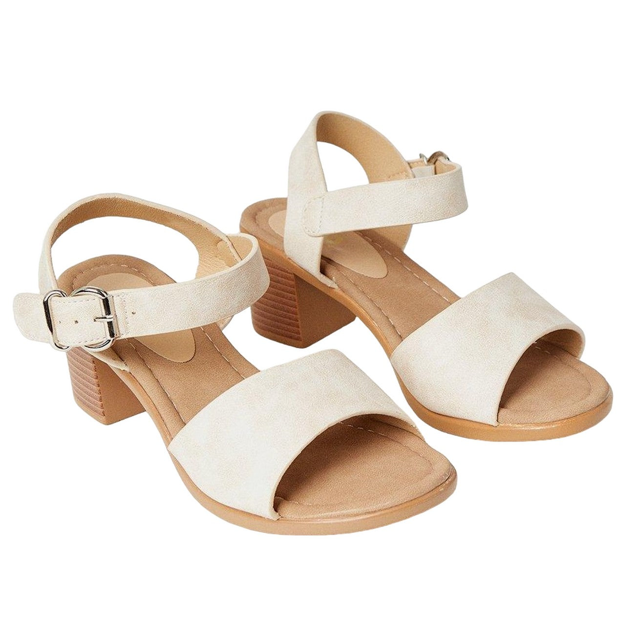 Ecru - Front - Good For The Sole Womens-Ladies Eloise Lightweight Medium Block Heel Sandals
