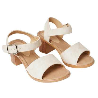 Ecru - Front - Good For The Sole Womens-Ladies Eloise Lightweight Medium Block Heel Sandals