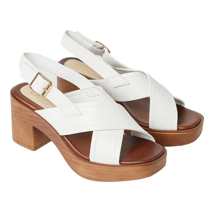 White - Front - Dorothy Perkins Womens-Ladies Sabine Wood Effect Crossover Strap Sandals