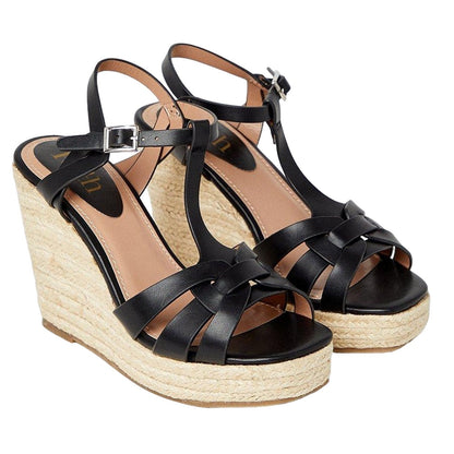 Black - Front - Faith Womens-Ladies Hattie T-Bar High Wedge Wedge Sandals