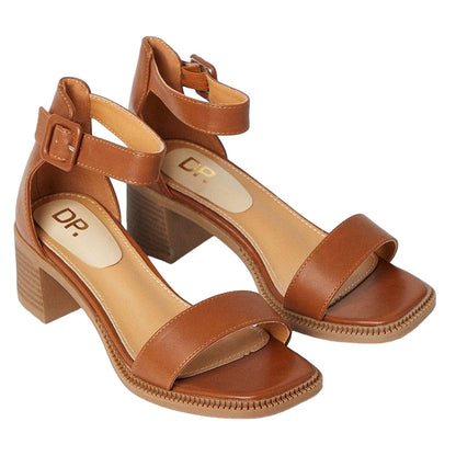 Tan - Front - Dorothy Perkins Womens-Ladies Sasha Comfort Low Block Heel Sandals