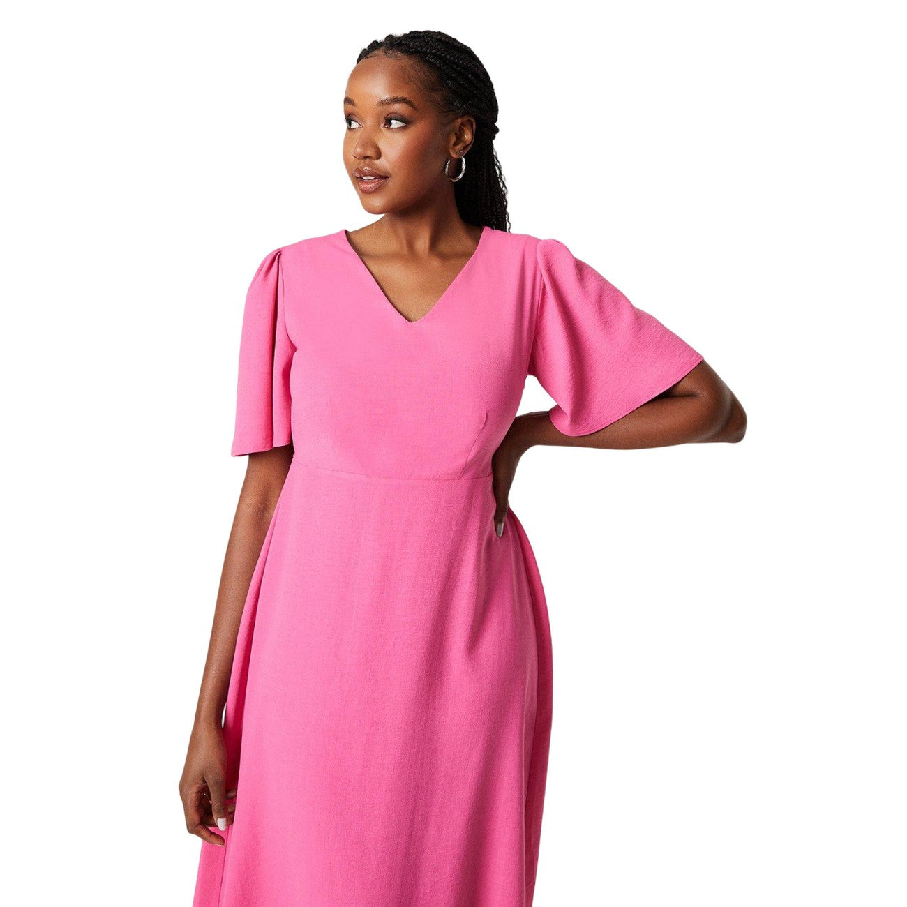 Pink - Lifestyle - Dorothy Perkins Womens-Ladies V Neck Angel Sleeve Midi Dress