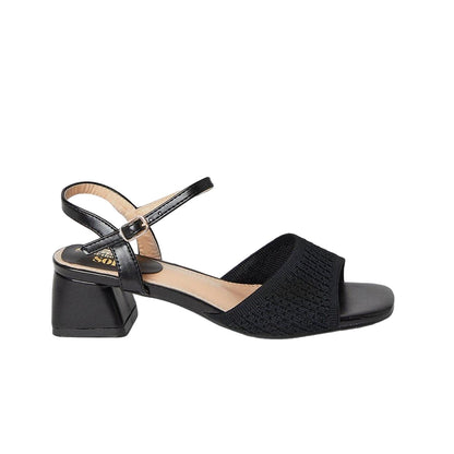Black - Back - Good For The Sole Womens-Ladies Estelle Fine Knit Low Block Heel Sandals