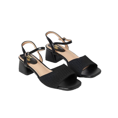 Black - Front - Good For The Sole Womens-Ladies Estelle Fine Knit Low Block Heel Sandals