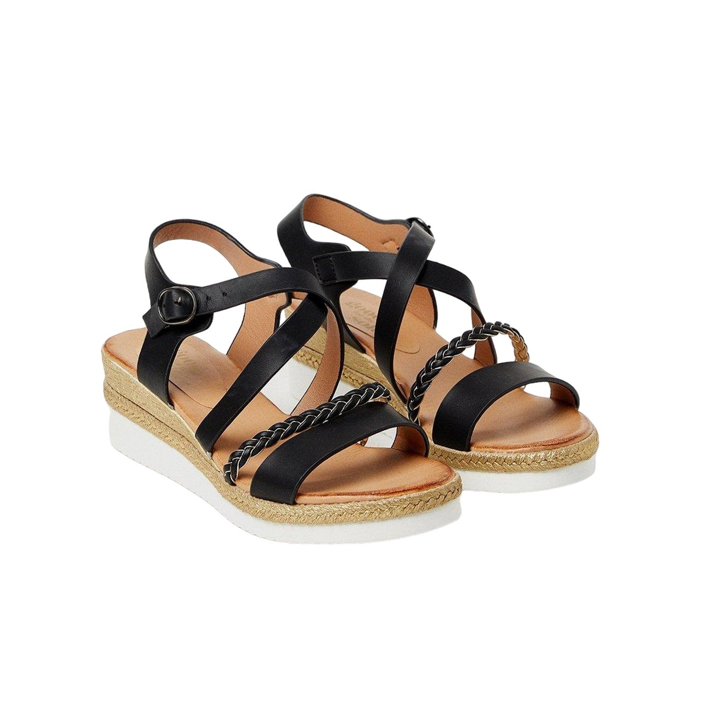 Black - Front - Good For The Sole Womens-Ladies Archie Plaited Wedge Sandals