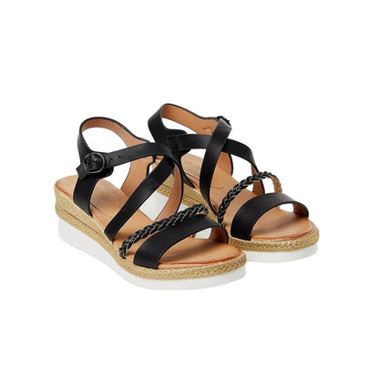 Black - Front - Good For The Sole Womens-Ladies Archie Plaited Wedge Sandals