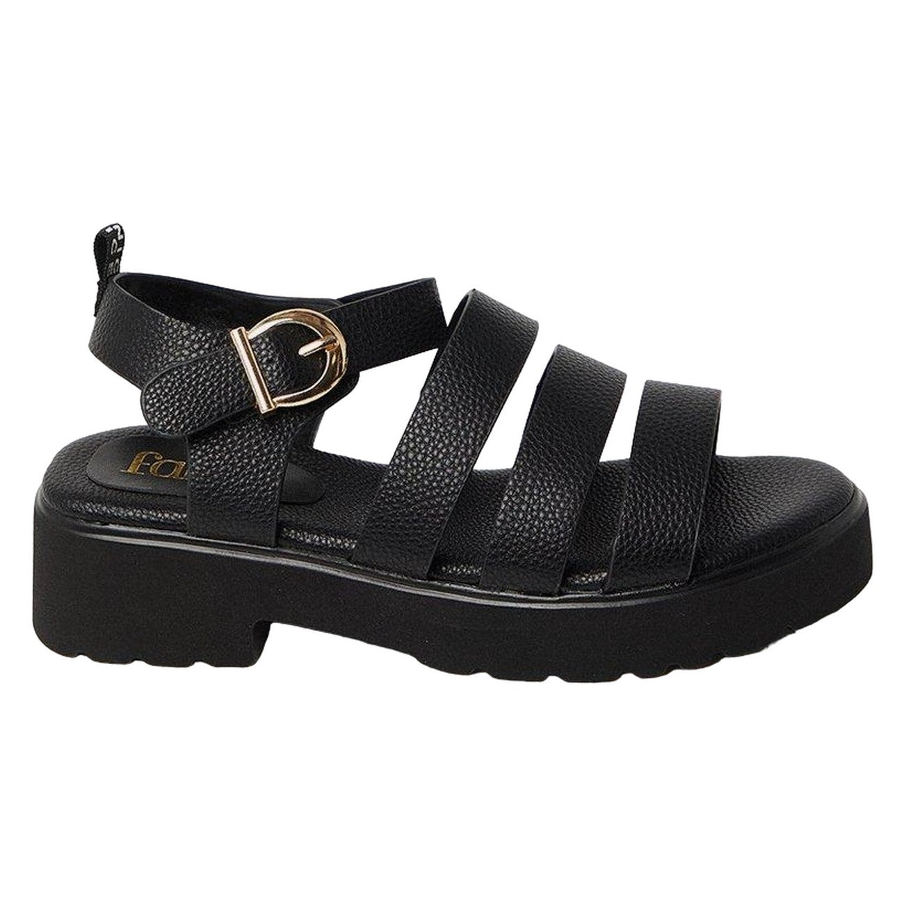 Black - Back - Faith Womens-Ladies Priscilla Chunky Strap Sandals