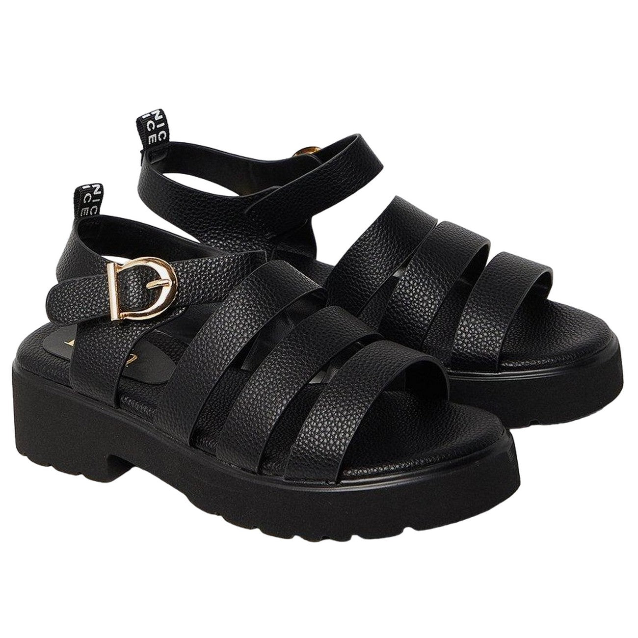 Black - Front - Faith Womens-Ladies Priscilla Chunky Strap Sandals