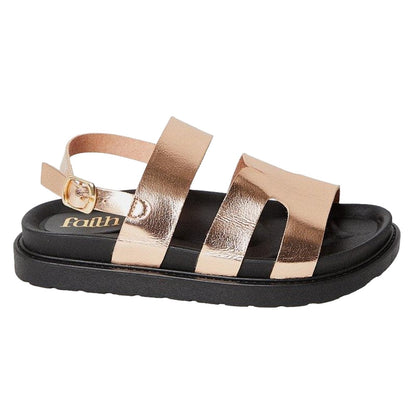 Rose Gold - Back - Faith Womens-Ladies Melanie Cut Out Sling Back Sandals