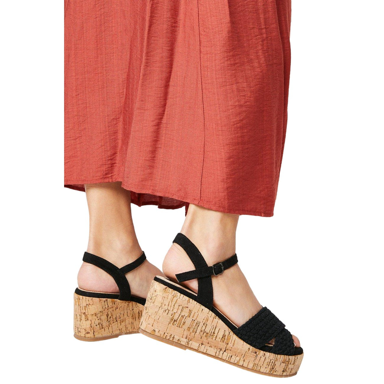 Black - Side - Good For The Sole Womens-Ladies Andreia Crossover Strap Wedge Sandals