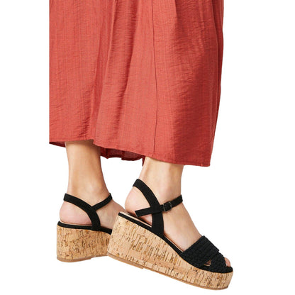 Black - Side - Good For The Sole Womens-Ladies Andreia Crossover Strap Wedge Sandals