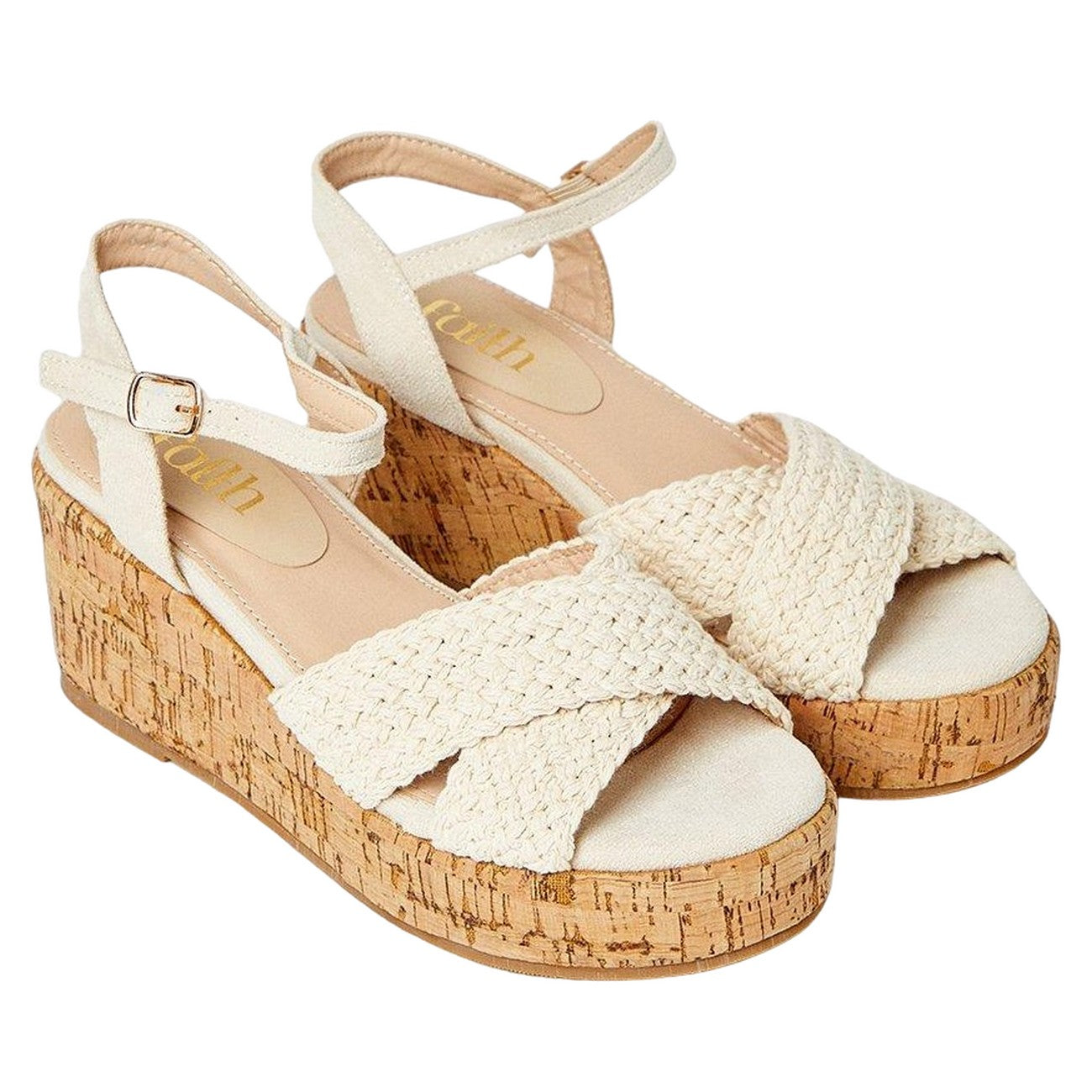 Beige - Front - Good For The Sole Womens-Ladies Andreia Crossover Strap Wedge Sandals
