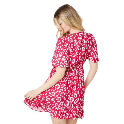 Pink - Back - Dorothy Perkins Womens-Ladies Animal Print Side Tie Mini Dress