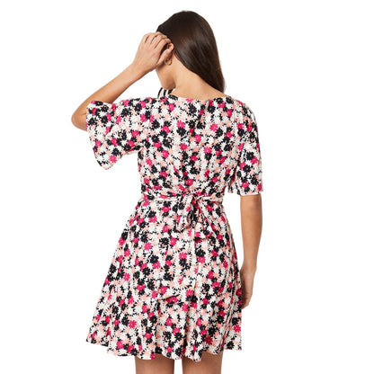 Multicoloured - Back - Dorothy Perkins Womens-Ladies Tie Back Petite Flutter Mini Dress