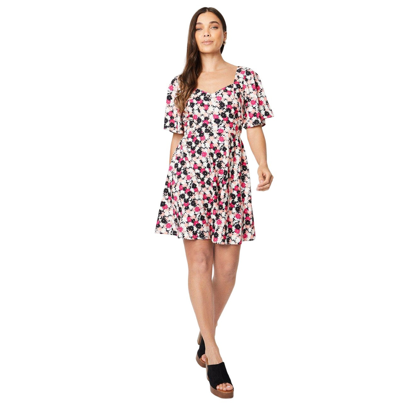 Multicoloured - Lifestyle - Dorothy Perkins Womens-Ladies Tie Back Petite Flutter Mini Dress