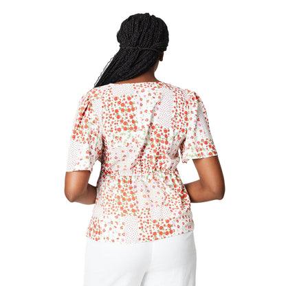 Ivory - Back - Dorothy Perkins Womens-Ladies Ditsy Print Wrap Short-Sleeved Blouse