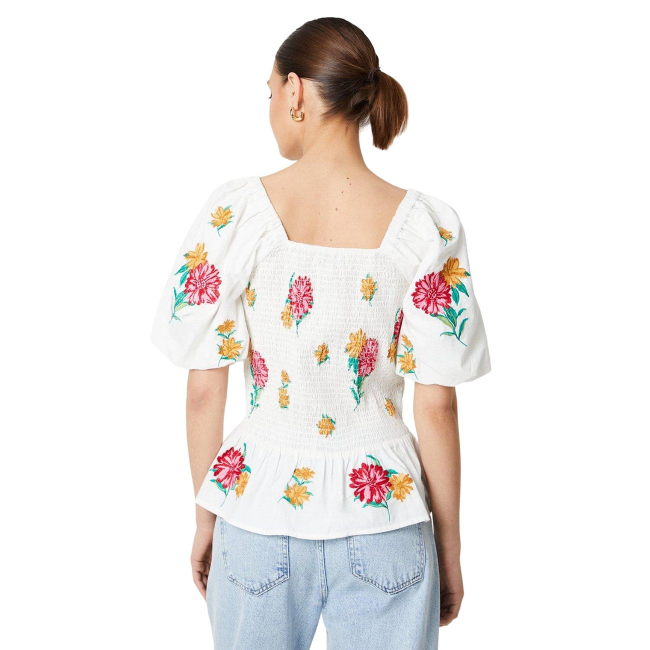 Ivory - Back - Dorothy Perkins Womens-Ladies Floral Shirred Blouse