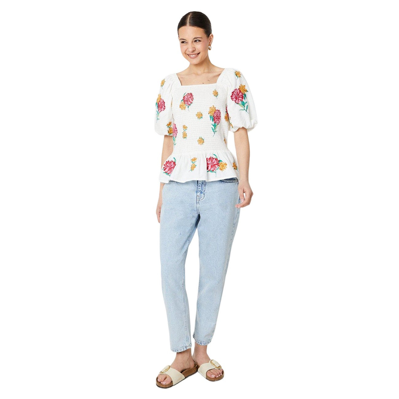 Ivory - Lifestyle - Dorothy Perkins Womens-Ladies Floral Shirred Blouse