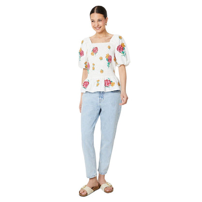 Ivory - Lifestyle - Dorothy Perkins Womens-Ladies Floral Shirred Blouse
