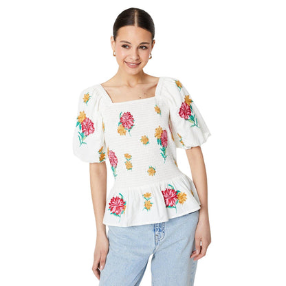 Ivory - Front - Dorothy Perkins Womens-Ladies Floral Shirred Blouse