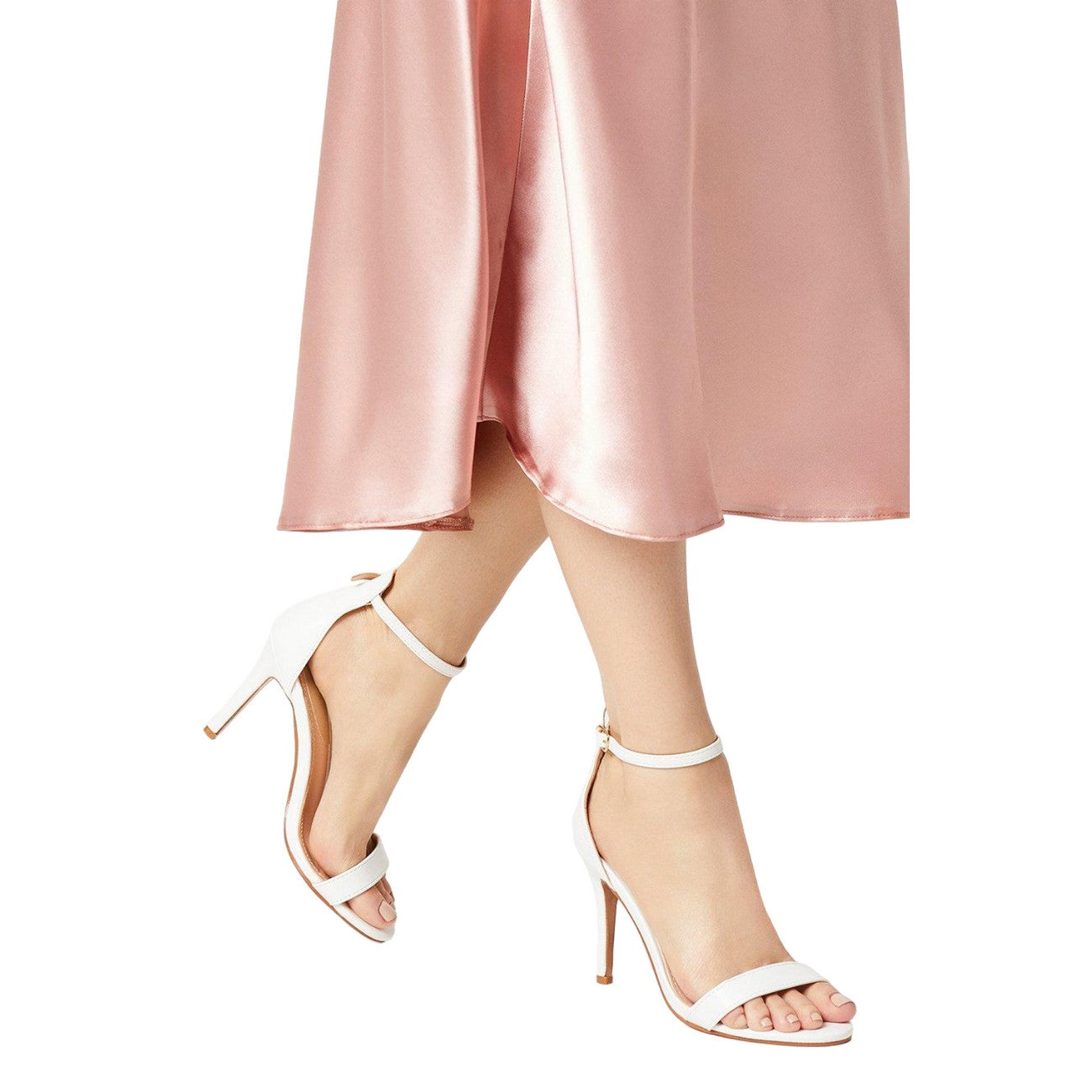 White - Side - Dorothy Perkins Womens-Ladies Tyla Wide Stiletto Heel Sandals