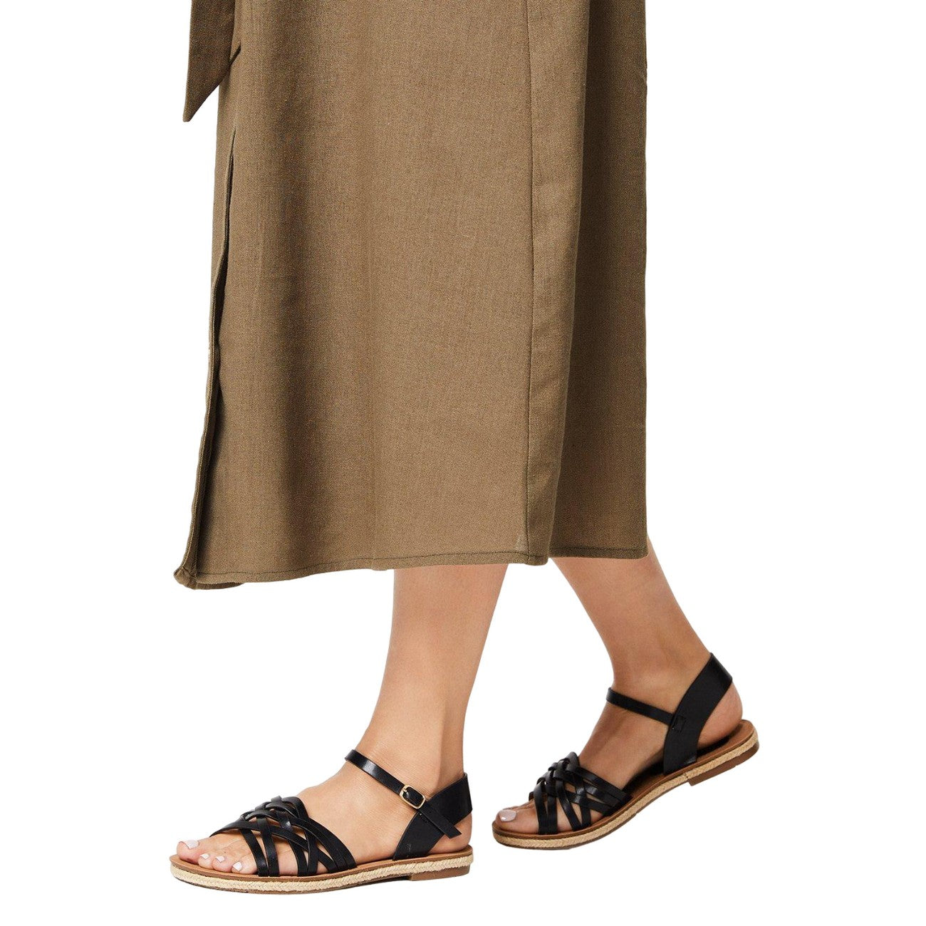 Black - Side - Good For The Sole Womens-Ladies Multi Strap Espadrilles
