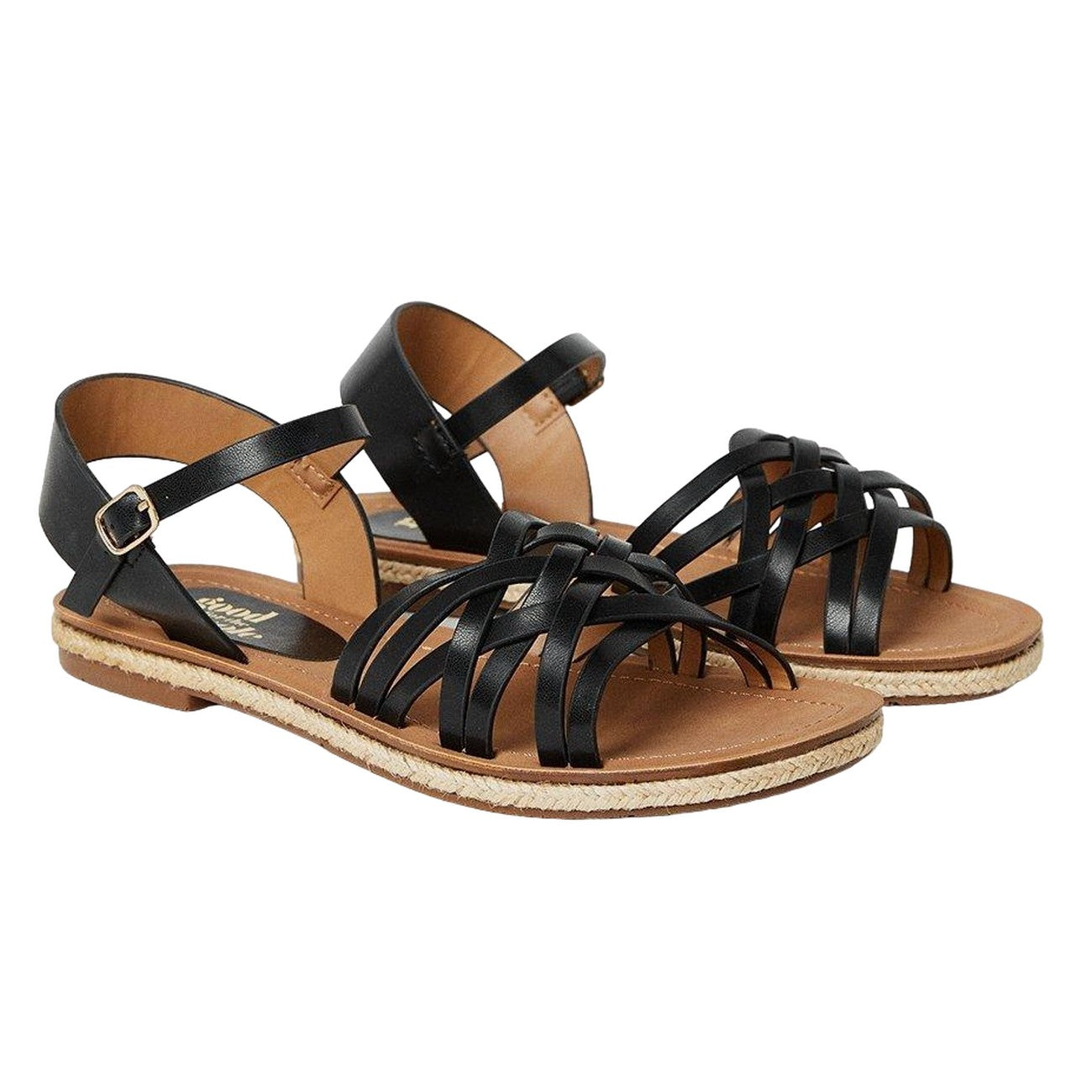 Black - Front - Good For The Sole Womens-Ladies Multi Strap Espadrilles