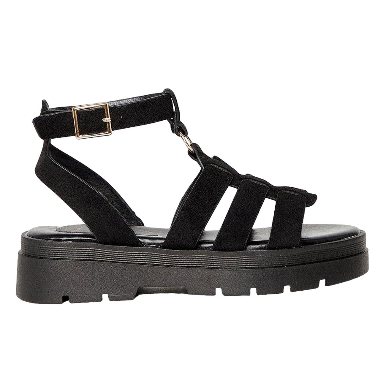 Natural Black - Back - Faith Womens-Ladies Maxine Chunky Strap Gladiator Sandals
