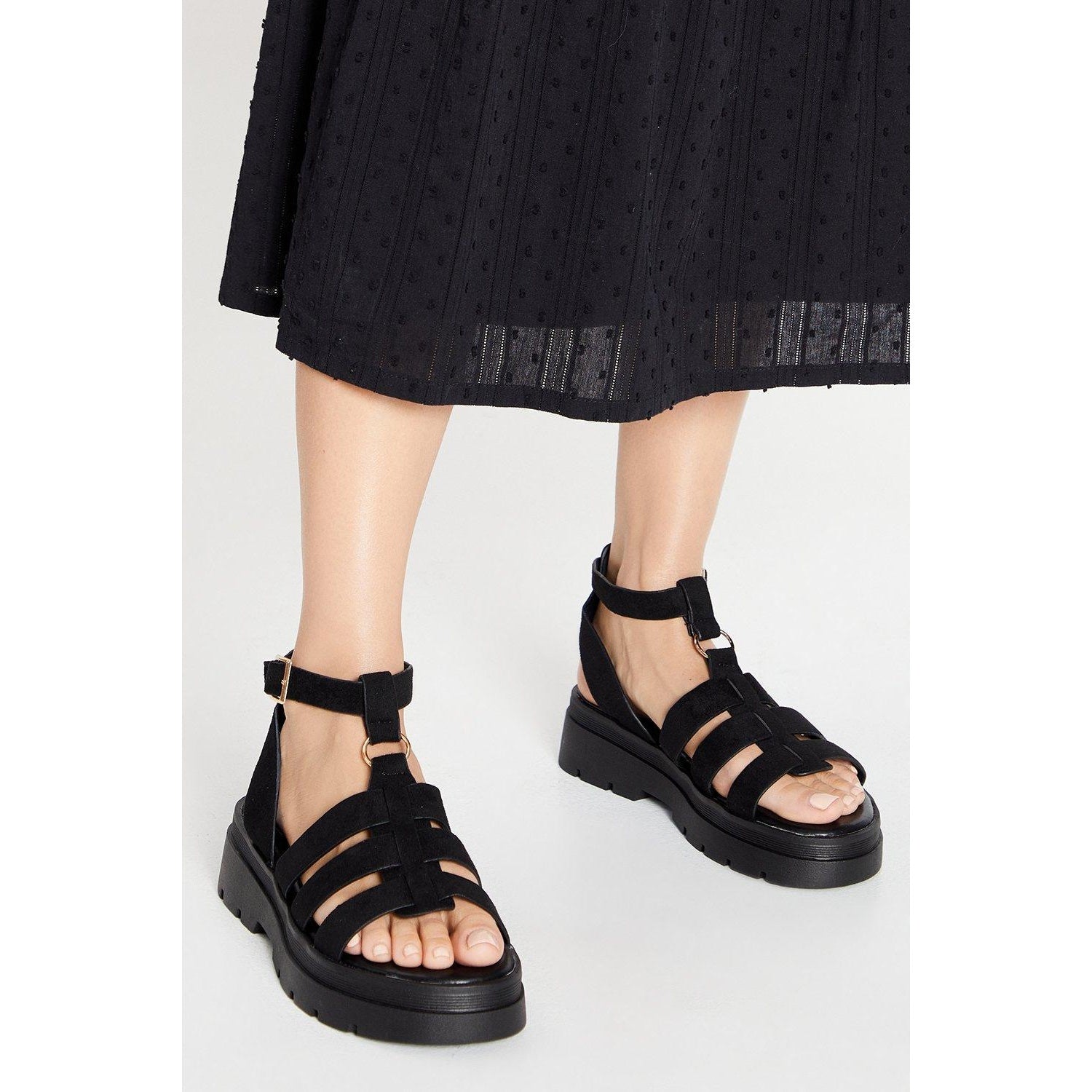Black - Front - Faith Womens-Ladies Maxine Chunky Strap Gladiator Sandals