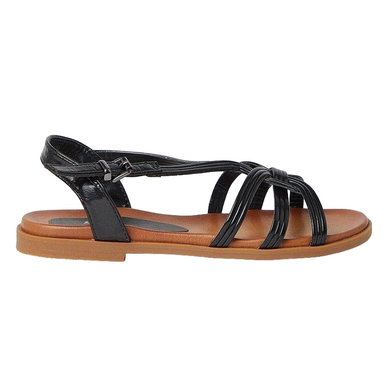 Black - Back - Good For The Sole Womens-Ladies Morticia Interwoven Flexible Sandals