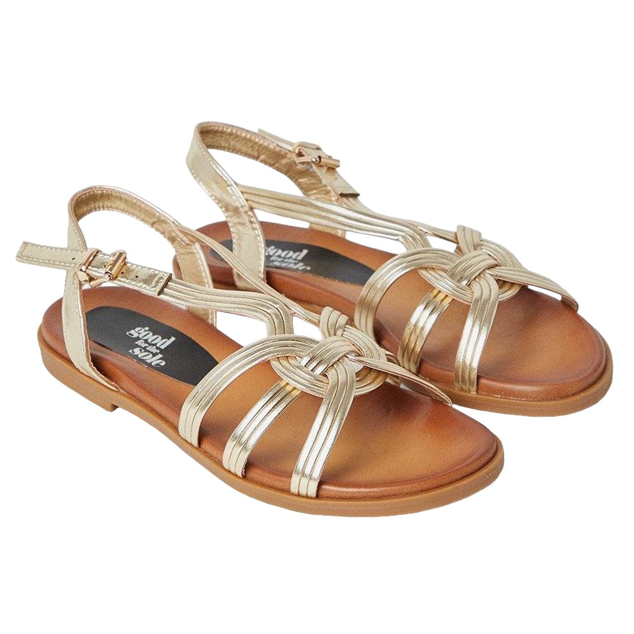 Gold - Front - Good For The Sole Womens-Ladies Morticia Interwoven Flexible Sandals
