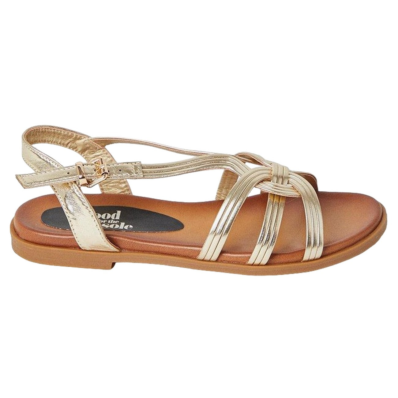 Gold - Back - Good For The Sole Womens-Ladies Morticia Interwoven Flexible Sandals