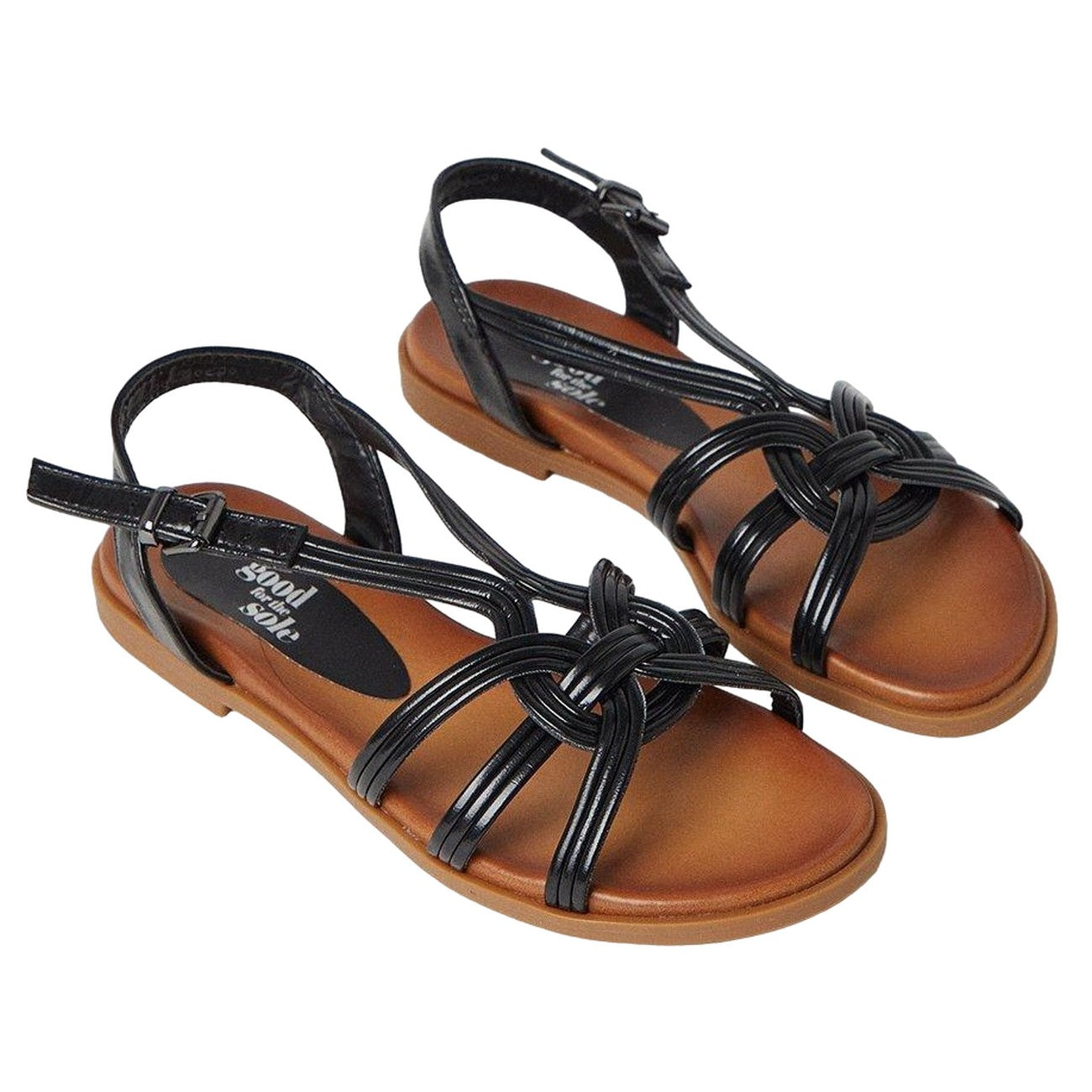 Black - Front - Good For The Sole Womens-Ladies Morticia Interwoven Flexible Sandals